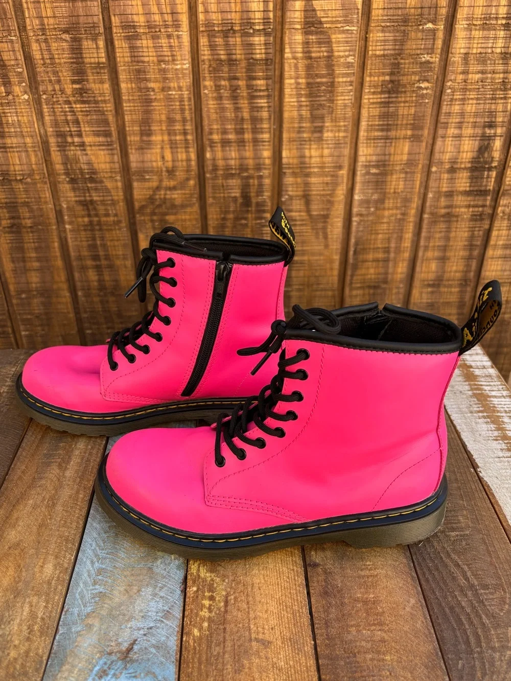 Dr. Martens 1460 J Hot Pink Combat Leather Boots